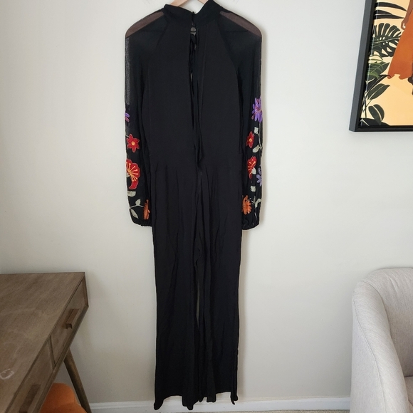 NWT Free People | Smoke Rings Floral Embroidered Sleeve Jumpsuit - Size 8 - Picture 8 of 14